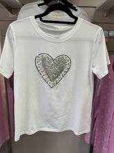 Sequin Heart Tee White
