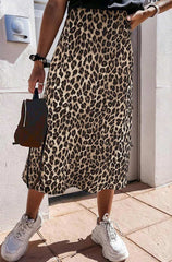 Satin Leopard Print Midaxi Skirt