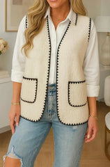Open Front Waistcoat Cream