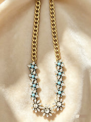 Vintage Style Diamanté Necklace Turquoise
