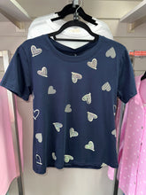 Multi Diamanté Heart Tee Navy