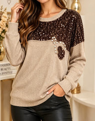 Sequins and Hearts Soft Italian Knit Stone