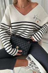 Stripe Amor Knit Black