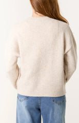 Swan Embroidered Soft Touch Jumper Stone