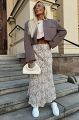 Satin Zebra Print Midaxi Skirt