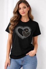 Diamanté Heart Tee Black