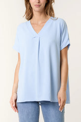 V-Neck Top Pale Blue