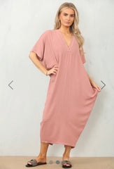 Cap Sleeve Oversized Dress Pink