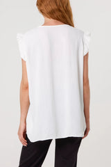 Frill Sleeve Top White