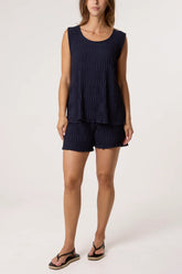 Crinkle Shorts and Top Co-ord Navy