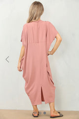 Cap Sleeve Oversized Dress Pink