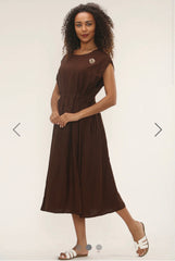 Gathered Waist Dress Chocolate