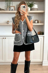 Cotton Boucle Waistcoat Grey Fleck