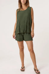 Crinkle Shorts and Top Co-ord Khaki