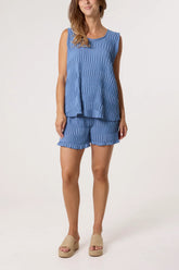 Crinkle Shorts and Top Co-ord Denim Blue