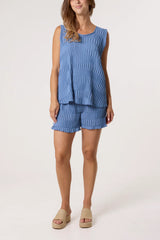 Crinkle Shorts and Top Co-ord Denim Blue