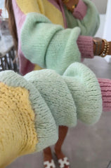 Colour Block Wool Cardigan Yellow