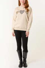 Animal Hearts Sweatshirt Stone