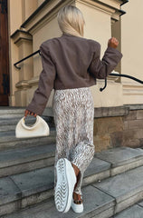 Satin Zebra Print Midaxi Skirt