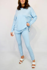 Knitted Two Piece Lounge Set Blue