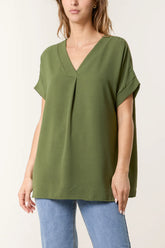 V-Neck Top Khaki