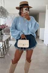 Heart Print Knitted Jumper