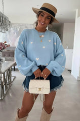 Heart Print Knitted Jumper