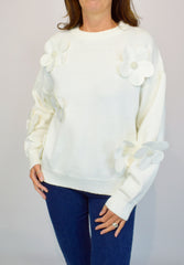 Embellished Flower Knit Ivory