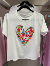 Multi Coloured/Diamante Heart Tee White