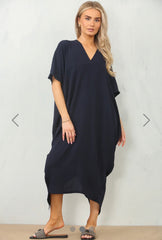 Cap Sleeve Oversized Dress Navy