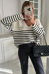 Stripe Amor Knit Black