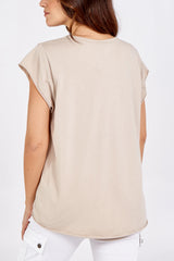 Cap Sleeve Top Beige