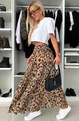 Leopard Print Tiered Maxi Skirt