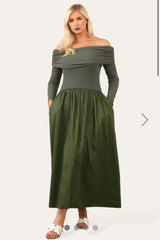 Bardot Midi Dress Khaki
