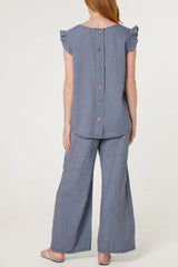 Cotton Blend Gingham Co-ord Navy