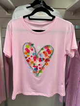 Multi Coloured/Diamante Heart Tee Pink