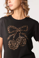 Embellished Leopard Cherries and Bow Tee