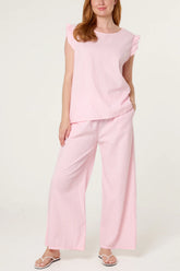 Cotton Blend Gingham Co-ord Pale Pink