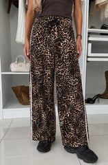 Leopard Twin Stripe Wide Leg Trousers