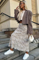 Satin Zebra Print Midaxi Skirt