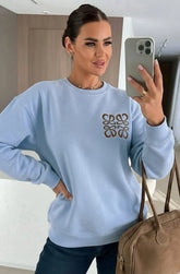 Embellished Pocket Sweatshirt Blue