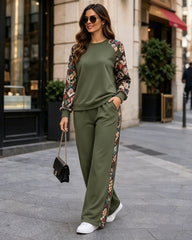 Floral Detail 2 Piece Tracksuit Khaki