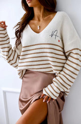 Stripe Amor Knit Brown