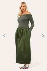 Bardot Midi Dress Khaki