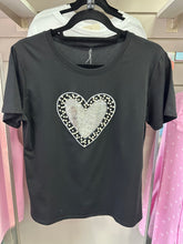 Sequin Heart Tee Black