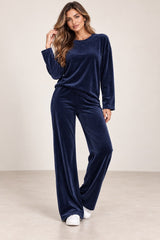 Velour 2 Piece Tracksuit Navy