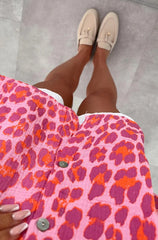 Pink and Orange Leopard Oversized Cotton Shirt