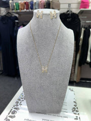 Diamanté Gold Necklace and Earrings Set