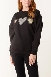 Animal Hearts Sweatshirt Black