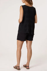 Crinkle Shorts and Top Co-ord Black